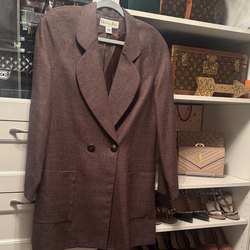 Dior Brown Checkered Women's Blazer